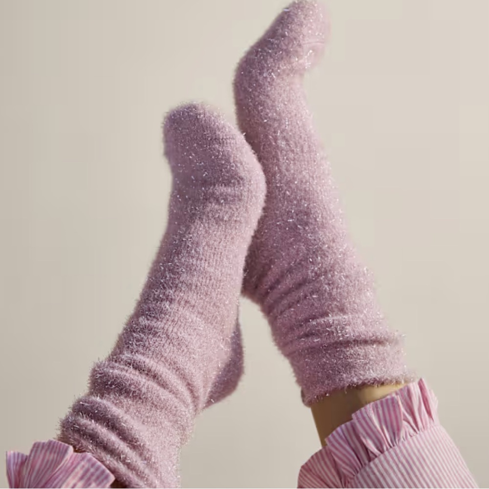 Bombas Soft Pink Fuzzy Socks - Picture 3 of 6